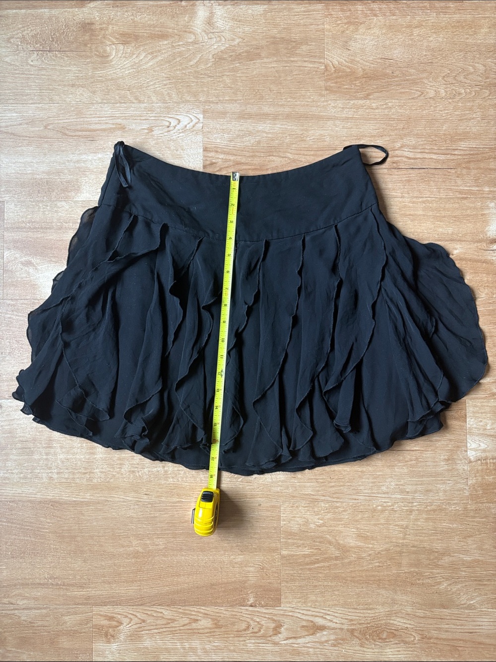 INC International Concepts 100% silk Black Ruffle mini Skirt - Picture 3 of 3